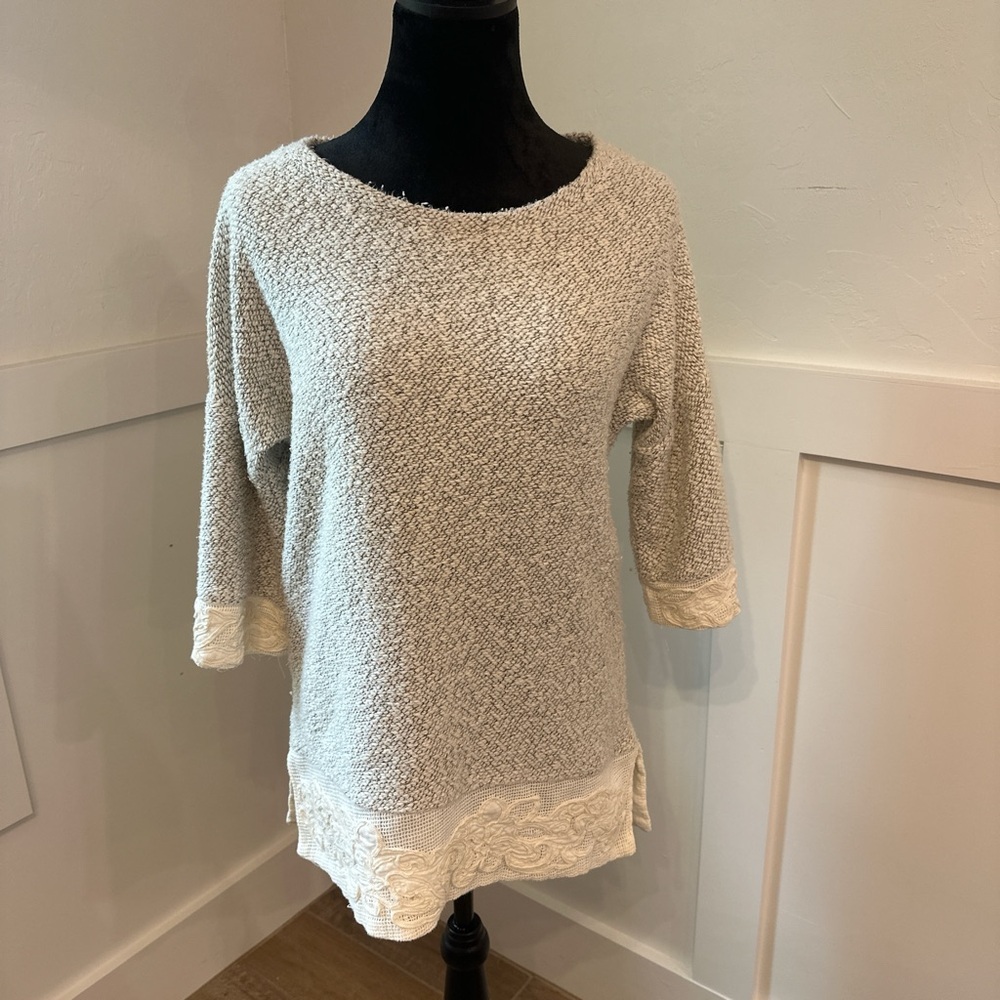 Soft Surroundings Gray and Cream Sweater